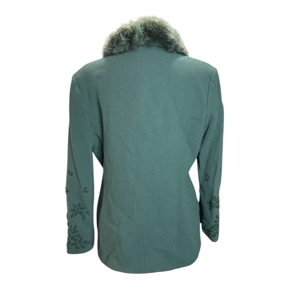 Albert Nipon Wool Fur Collar Embroidered Jacket/C… - image 4